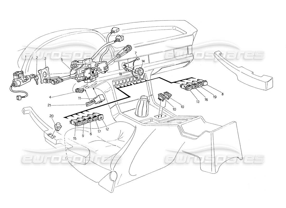 maserati biturbo spider diagrama de piezas de interruptores y dirección