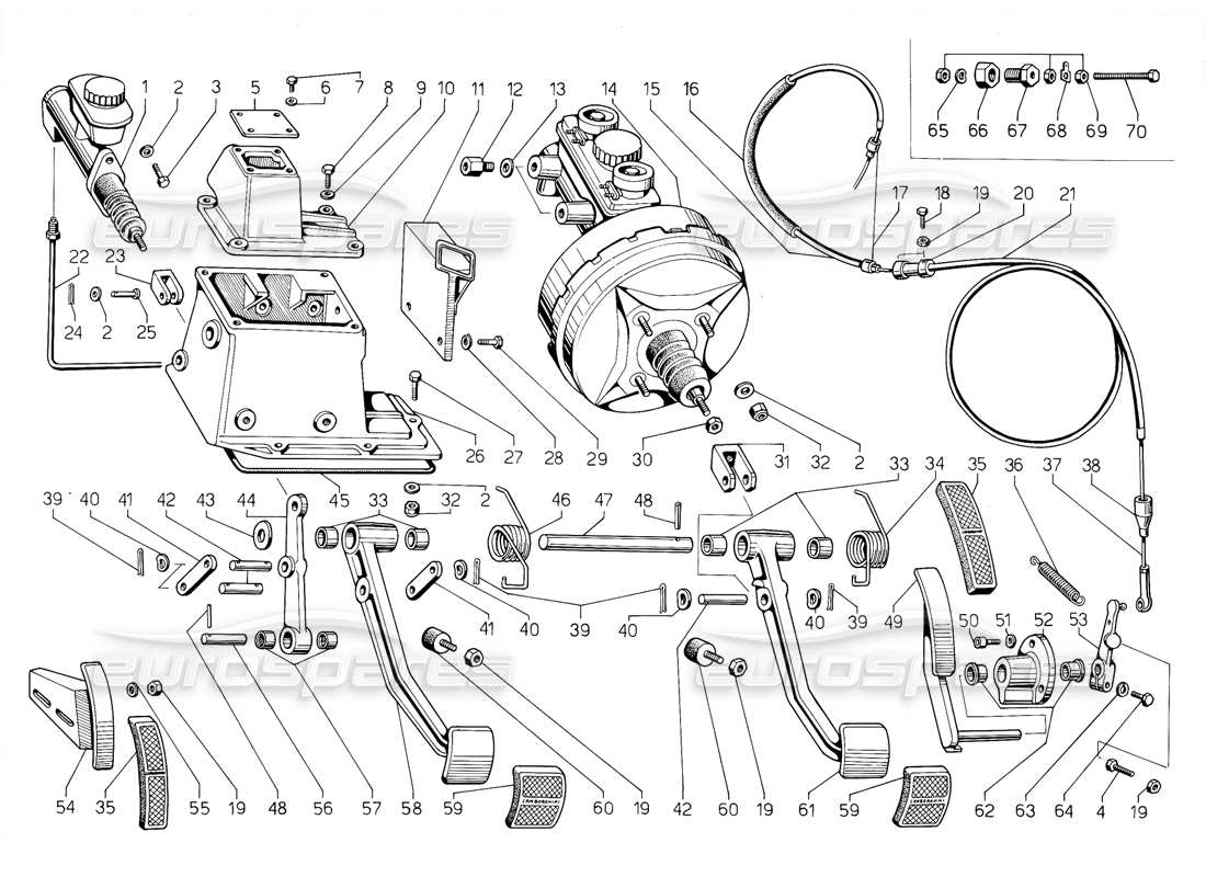 lamborghini jalpa 3.5 (1984) diagrama de piezas de pedales