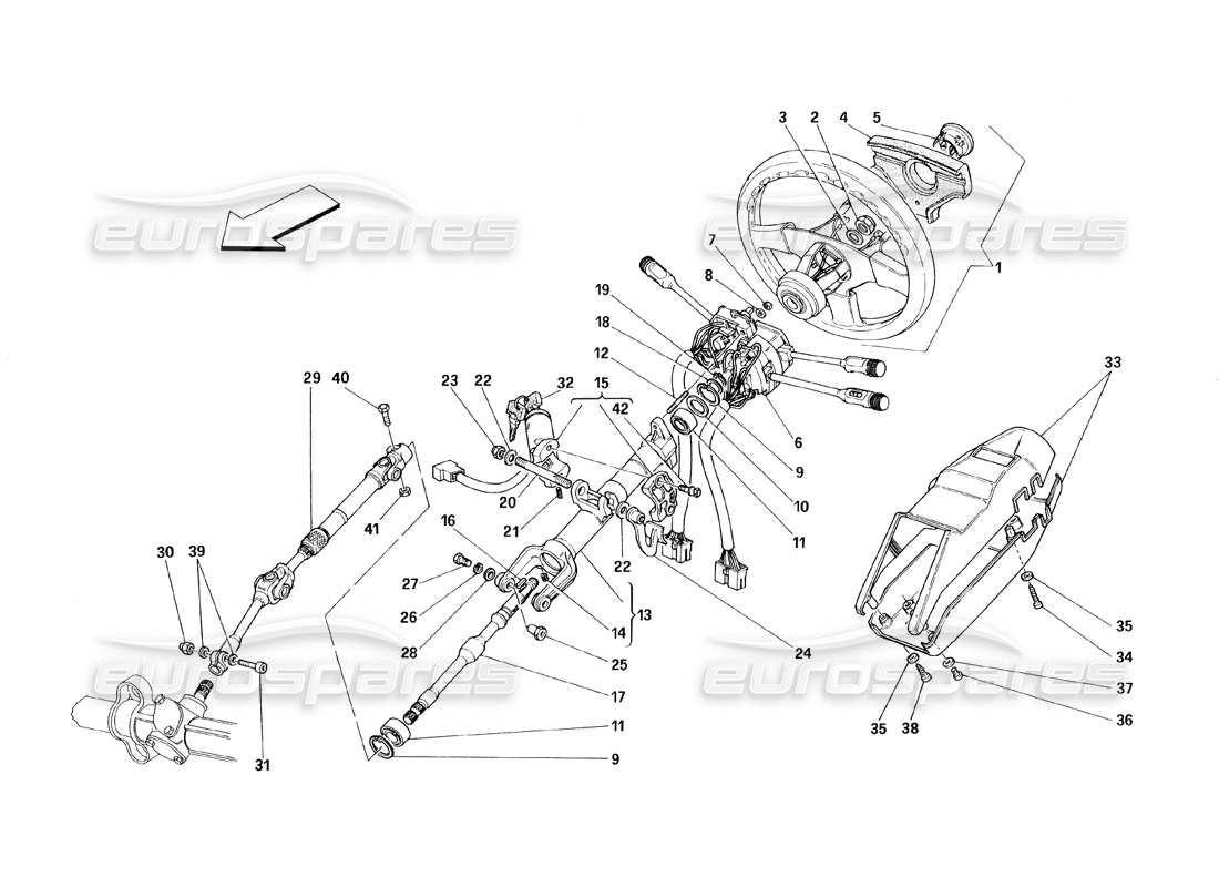 ferrari 348 (1993) tb / ts diagrama de piezas de la columna de dirección