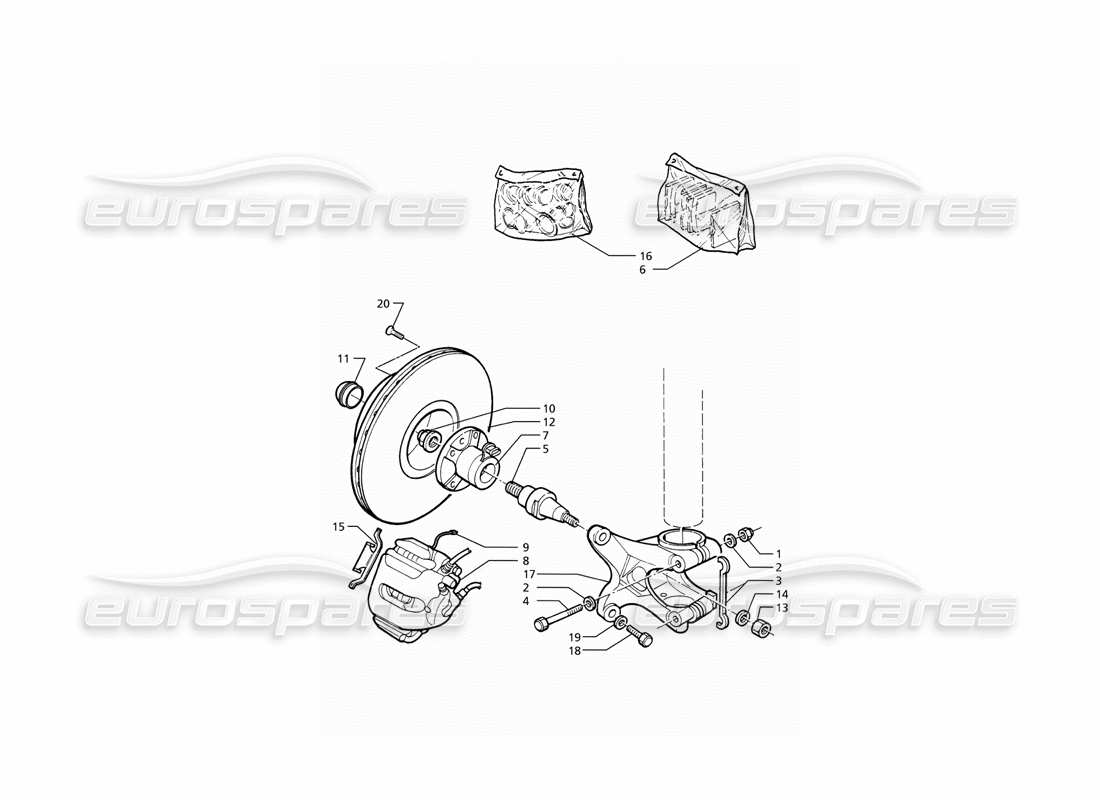 maserati ghibli 2.8 (abs) bujes y frenos delanteros con abs diagrama de piezas