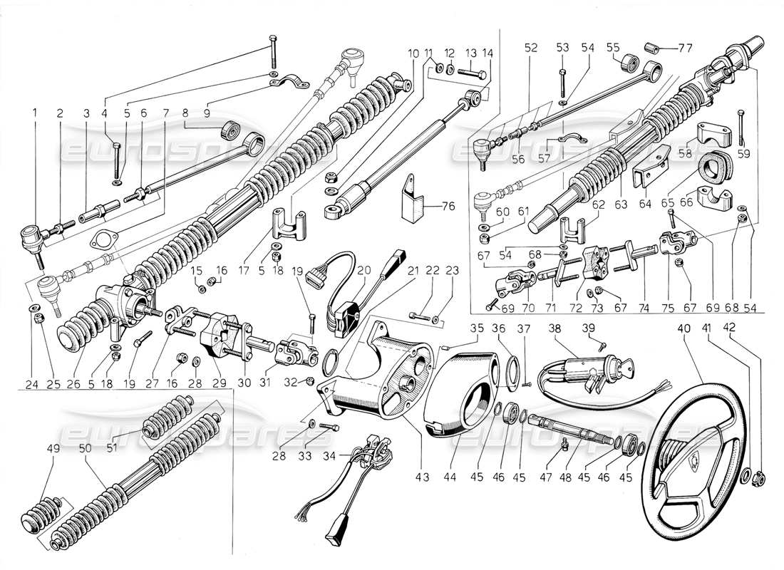 lamborghini jalpa 3.5 (1984) diagrama de piezas de dirección