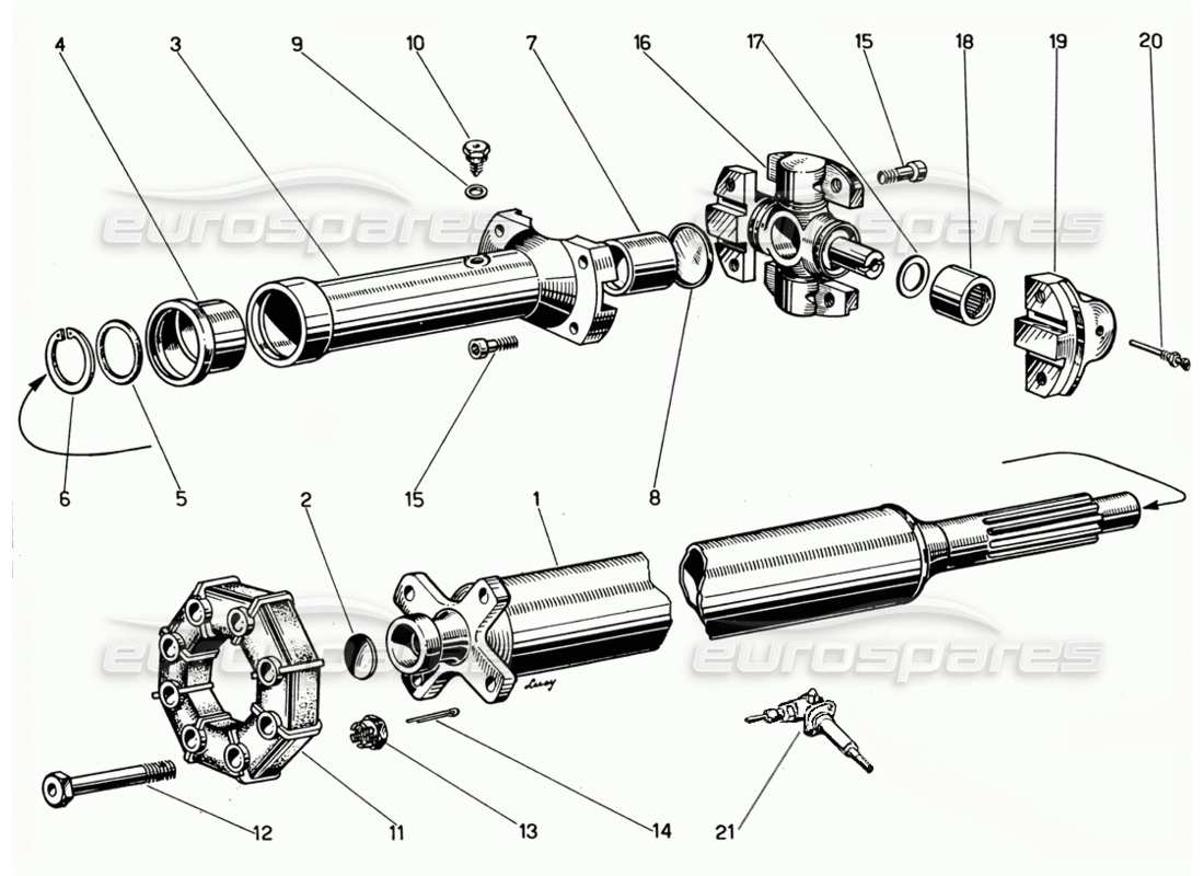 ferrari 330 gt 2+2 eje de transmisión diagrama de piezas