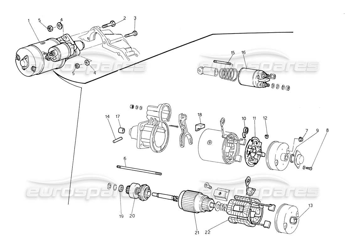 maserati biturbo spider motor de arranque marelli diagrama de piezas