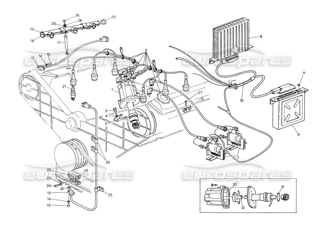 maserati biturbo spider sistema de encendido - distribuidor diagrama de piezas