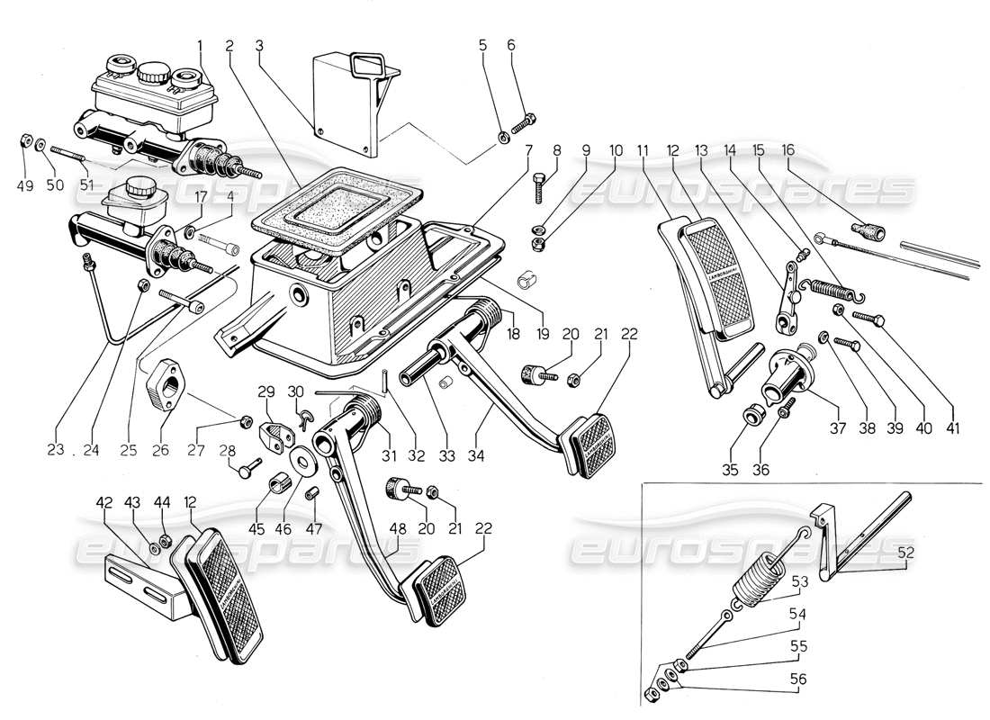 lamborghini jalpa 3.5 (1984) diagrama de piezas de pedales