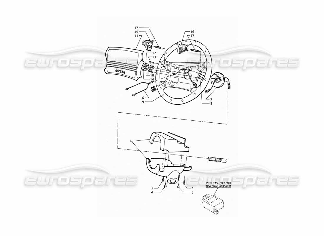 maserati qtp. 3.2 v8 (1999) diagrama de piezas del volante con airbag