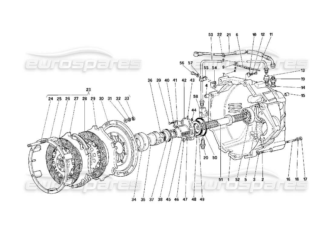 ferrari f40 diagrama de piezas de control y embrague