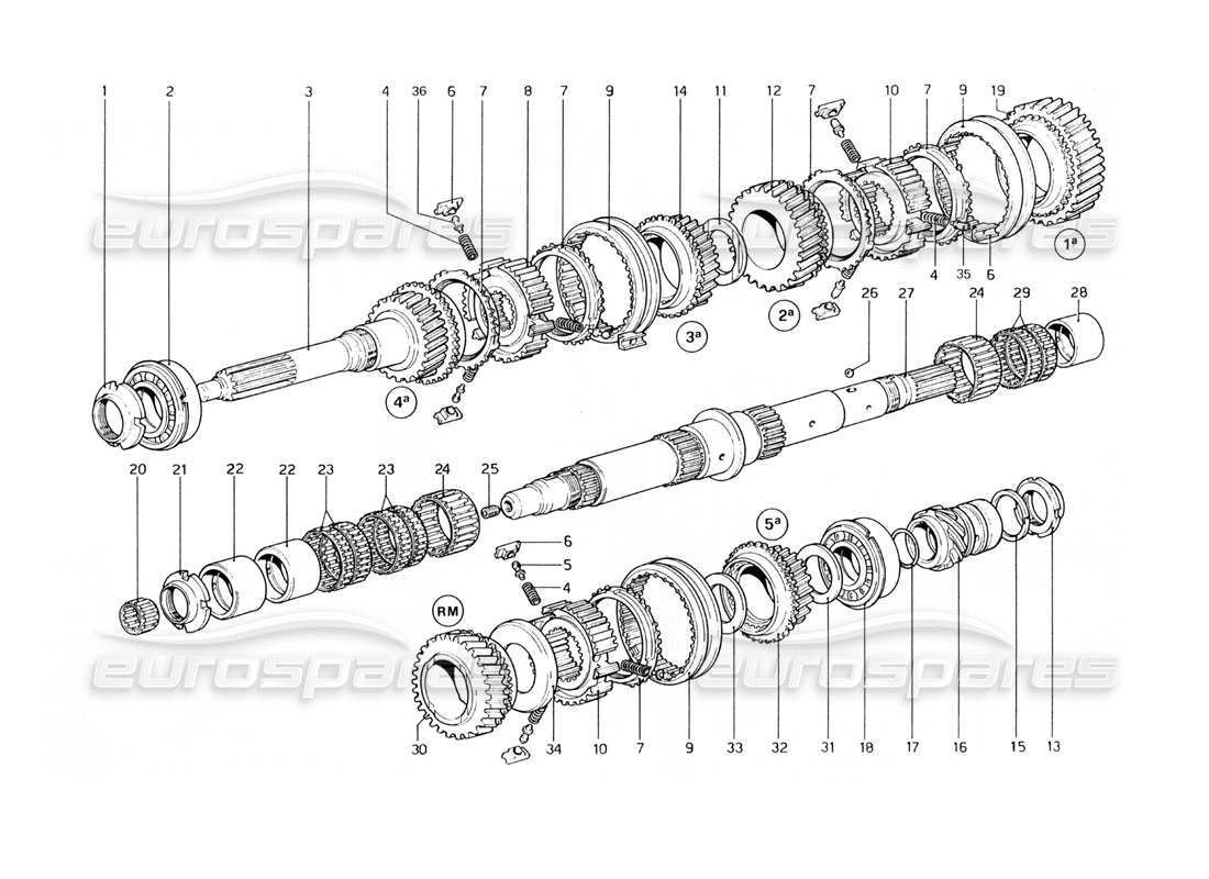 ferrari 400 gt (mechanical) diagrama de piezas del eje de apoyo (400 gt)