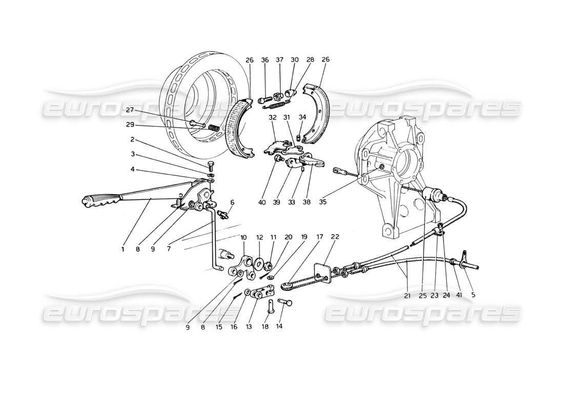 ferrari 365 gt4 berlinetta boxer diagrama de piezas del control del freno de mano