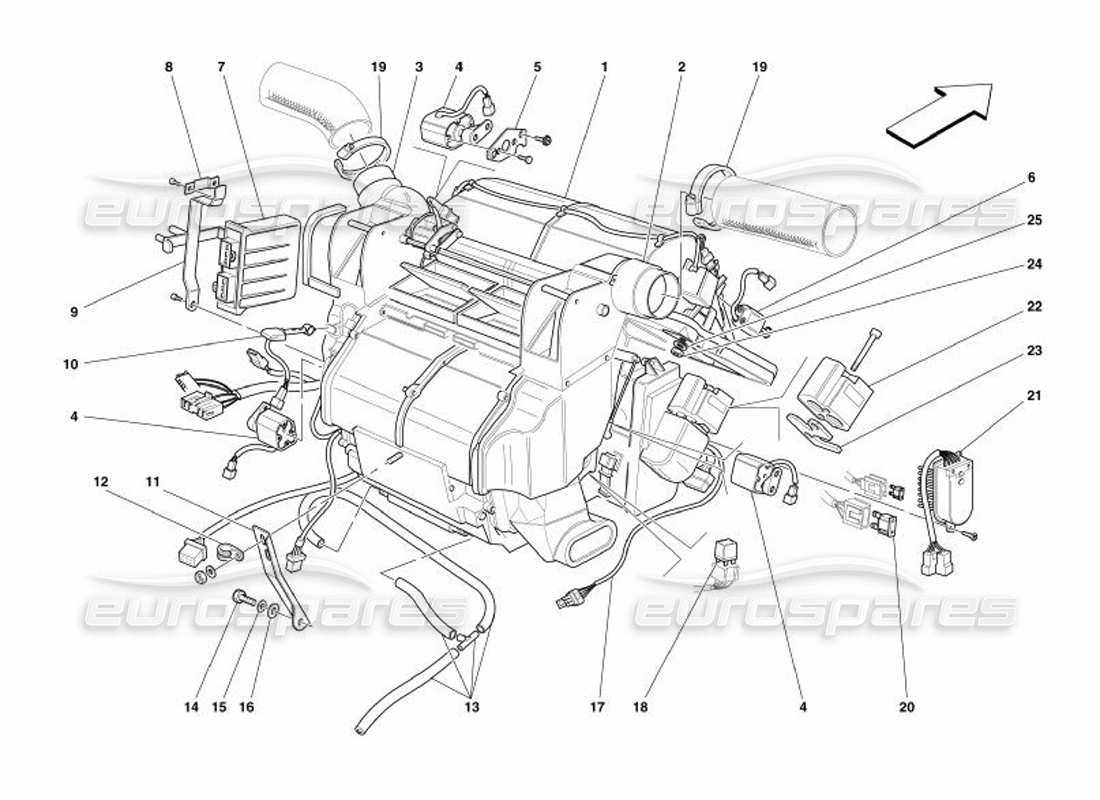 ferrari 575 superamerica unidad evaporadora y controles diagrama de piezas