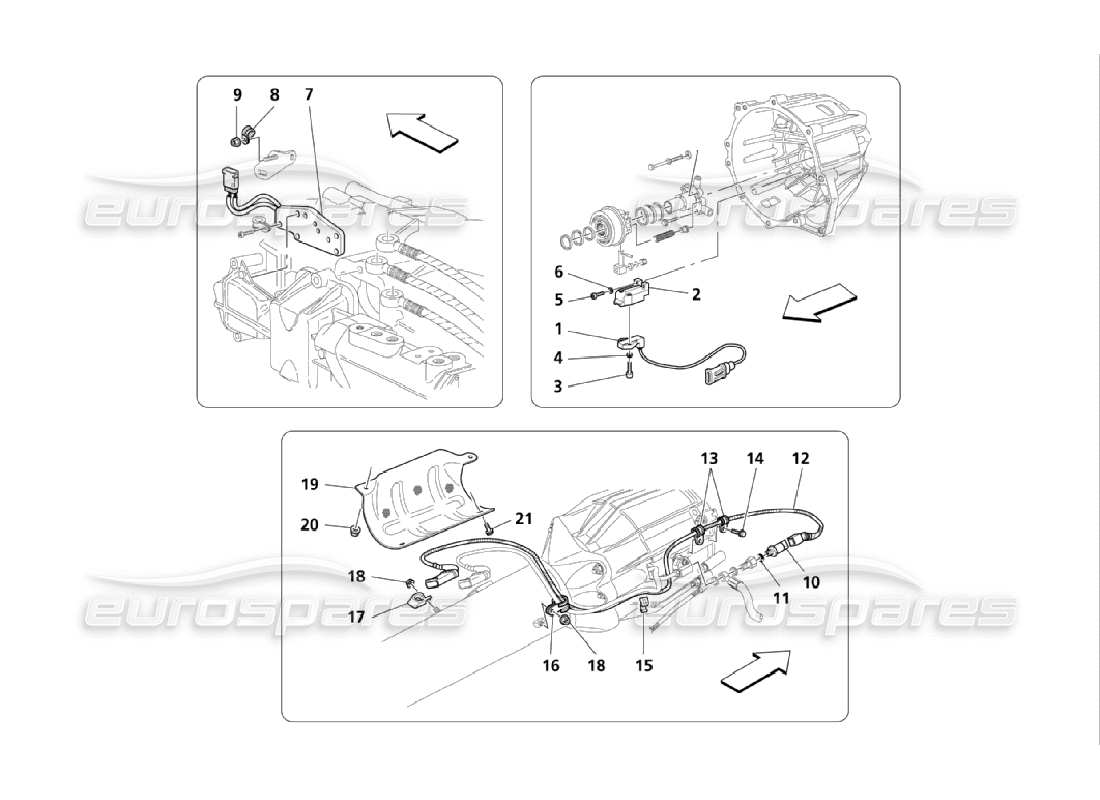 maserati qtp. (2006) 4.2 controles electrónicos del embrague para el diagrama de piezas de la caja de cambios f1