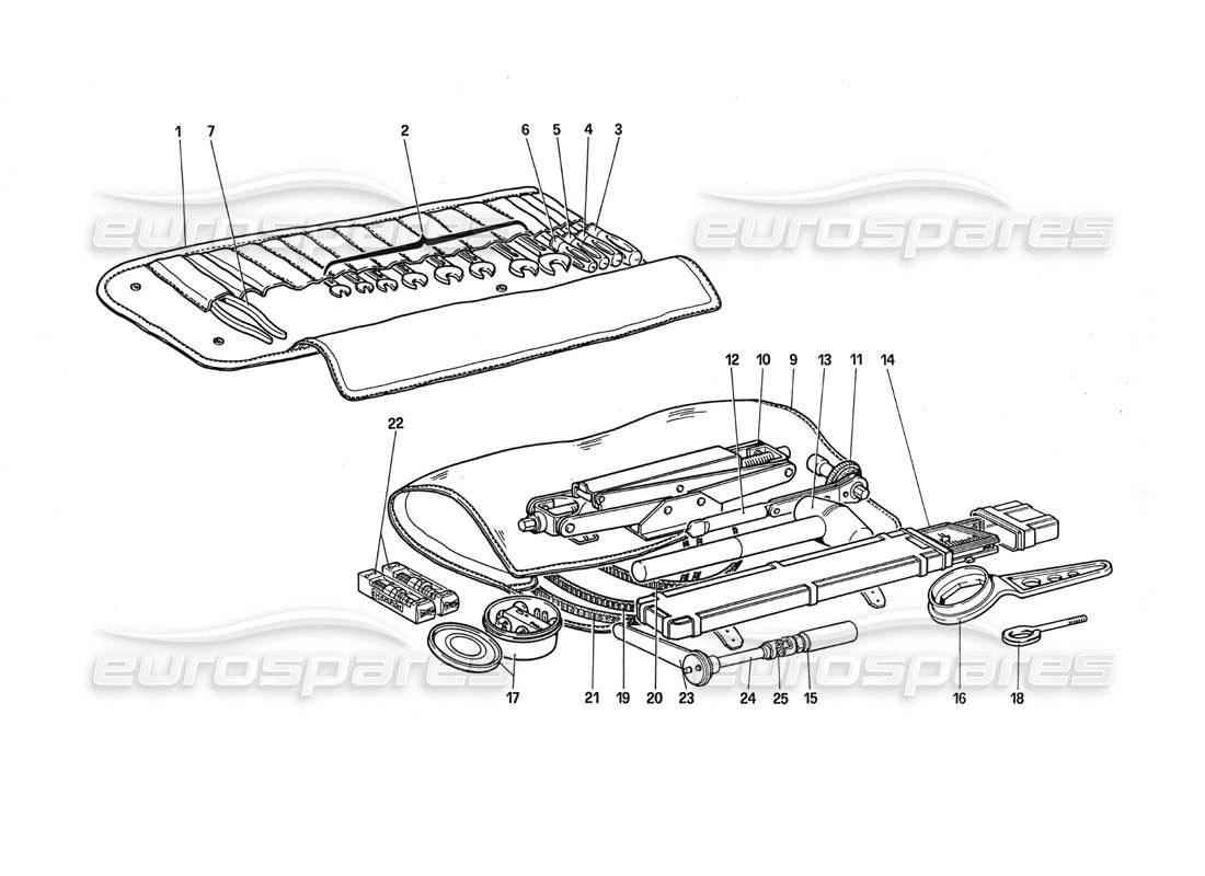 ferrari 288 gto kit de herramientas diagrama de piezas