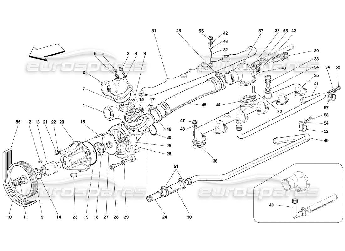 ferrari 456 gt/gta bomba de agua diagrama de piezas