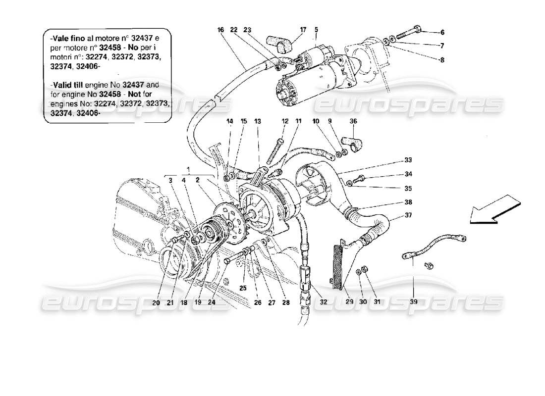 ferrari 512 tr generador de corriente -válido hasta el número de motor...- diagrama de piezas