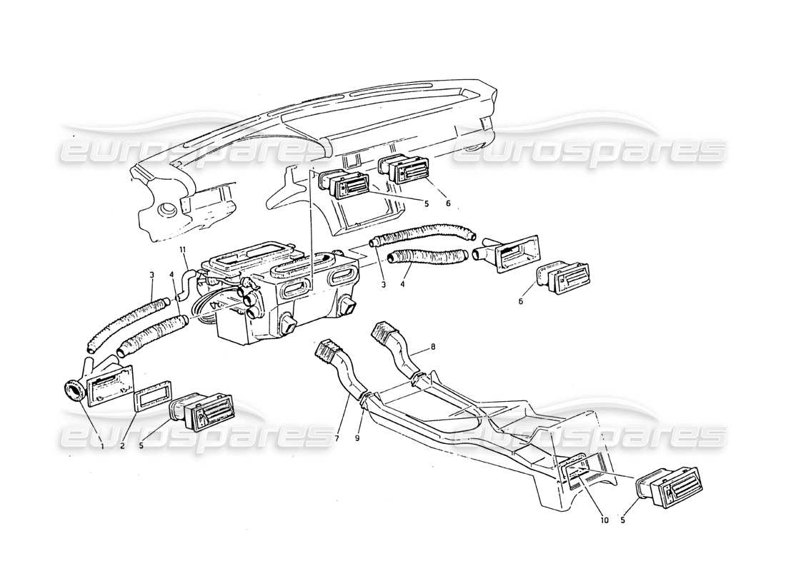 maserati biturbo 2.5 (1984) diagrama de piezas de ventilación