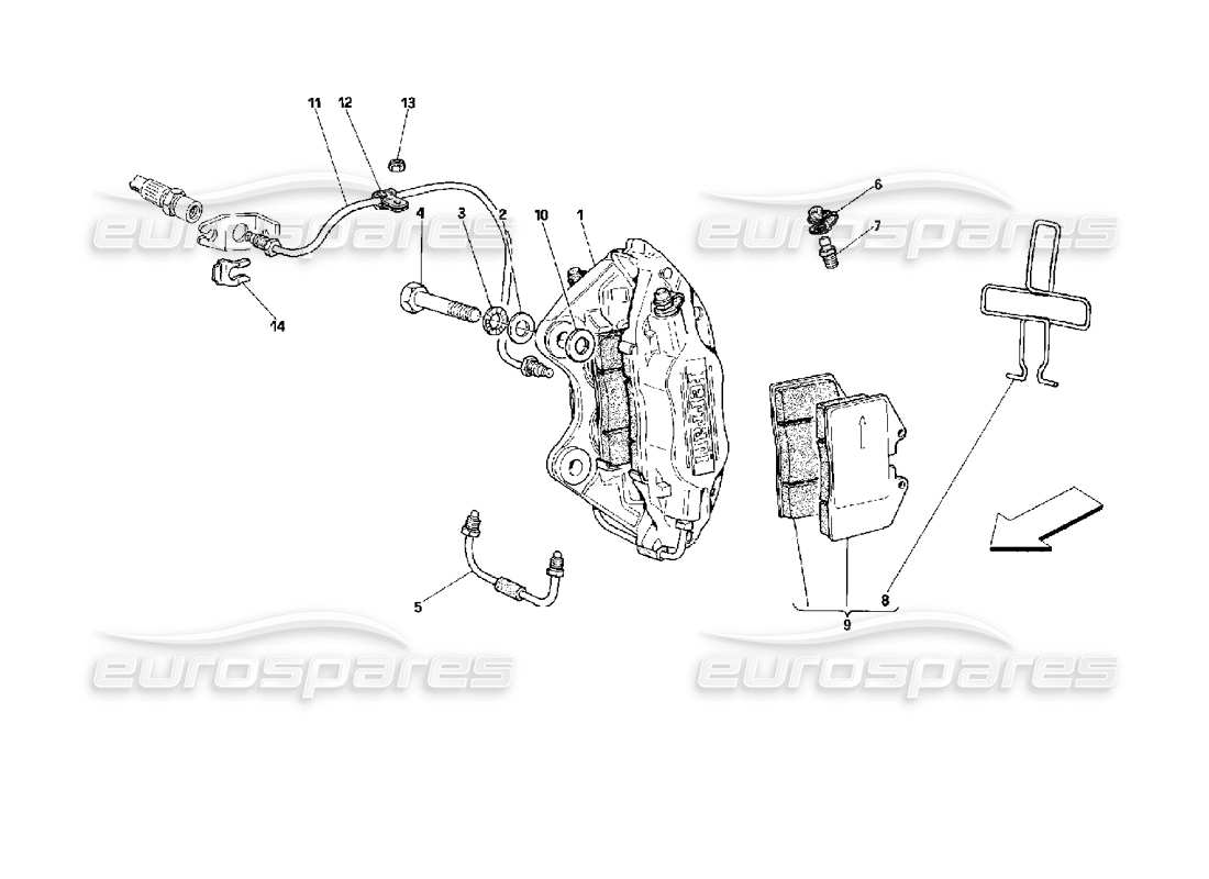 ferrari 512 tr diagrama de piezas de las pinzas de frenos traseros