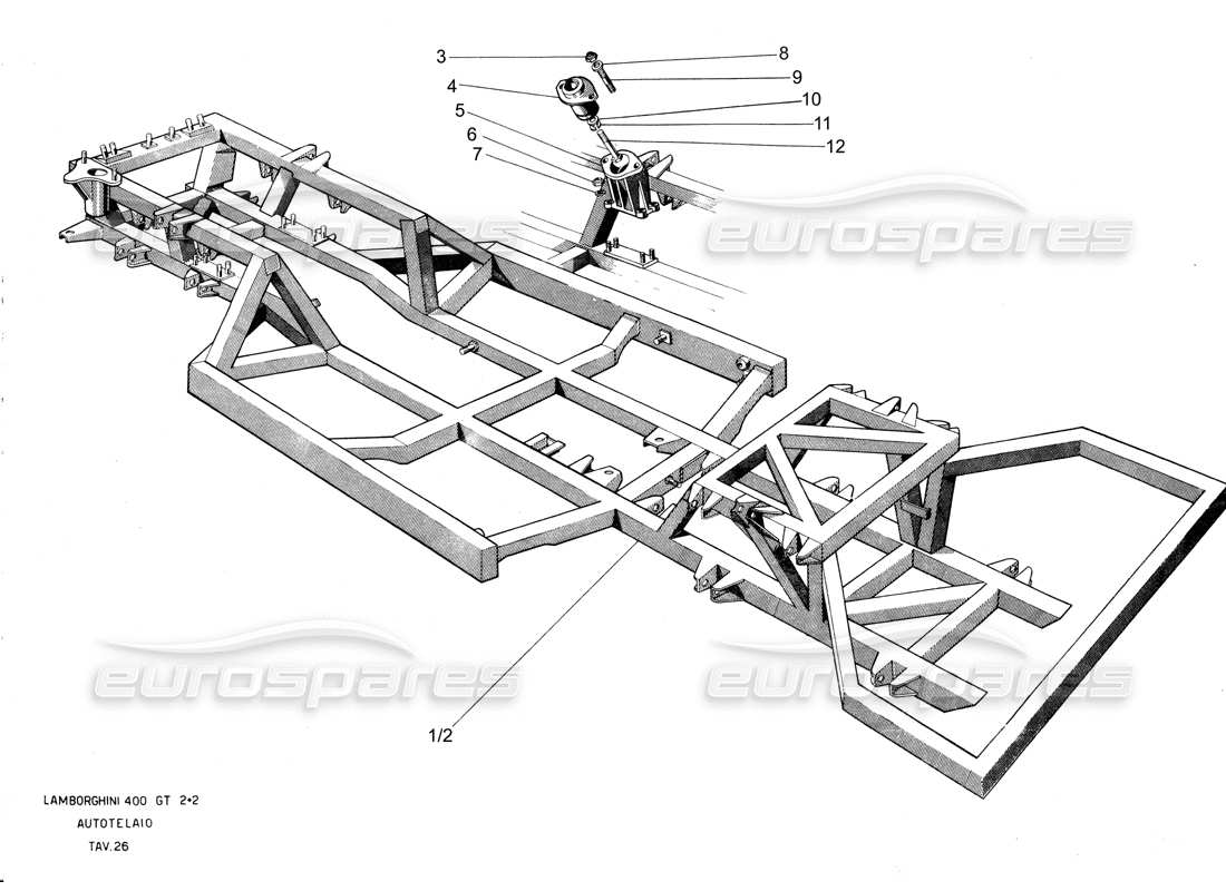 lamborghini 400 gt diagrama de piezas del chasis