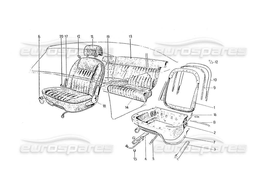 ferrari 330 gt 2+2 (coachwork) diagrama de piezas de asientos (edición 2)