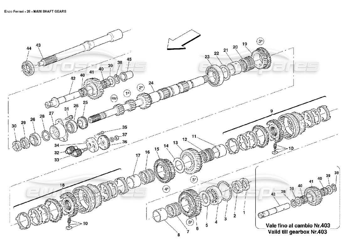 FERRARI ENZO ENGRANAJES DEL EJE PRINCIPAL DIAGRAMA DE PIEZAS ferrari enzo engranajes del eje principal diagrama de piezas