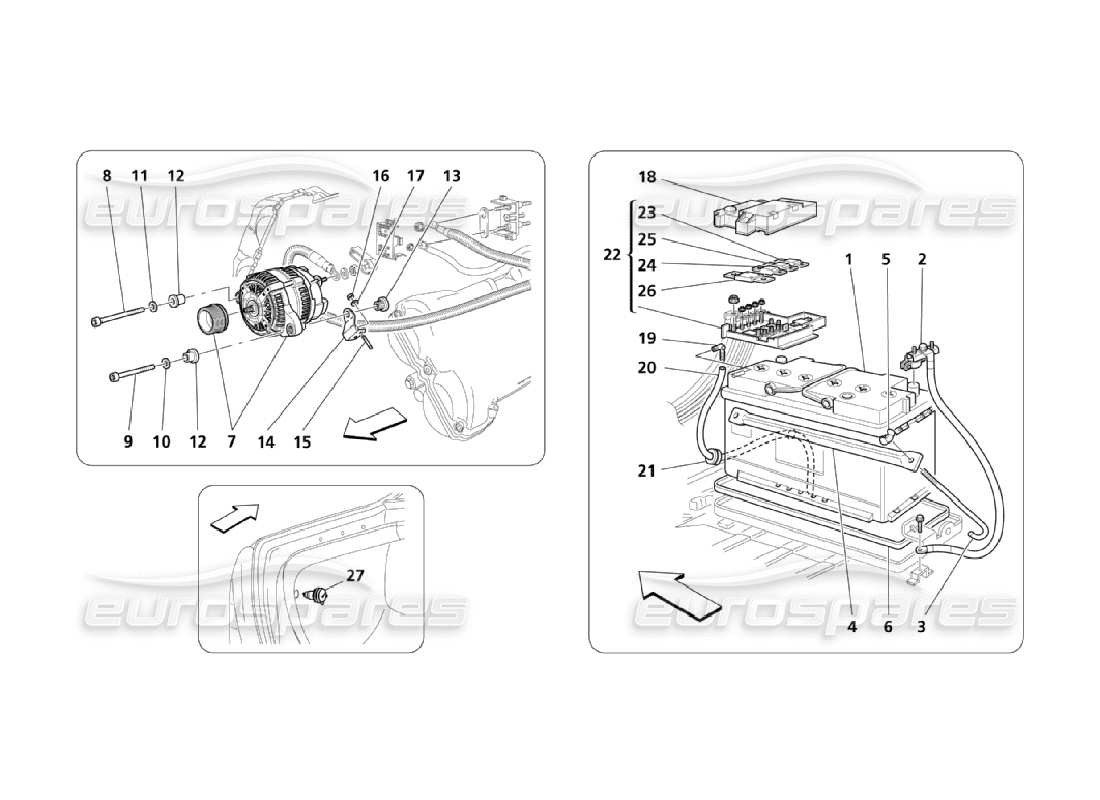 maserati qtp. (2006) 4.2 diagrama de piezas de batería y producción de energía