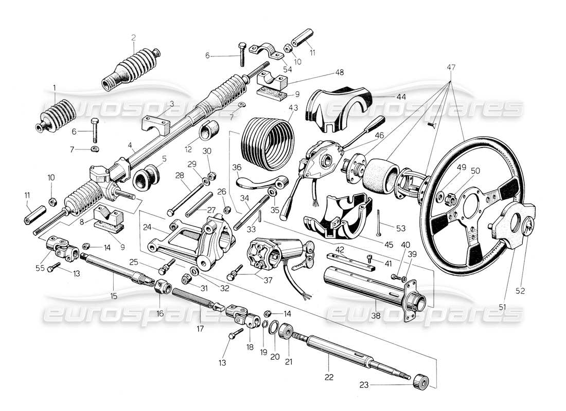 lamborghini countach 5000 qv (1985) diagrama de piezas de dirección