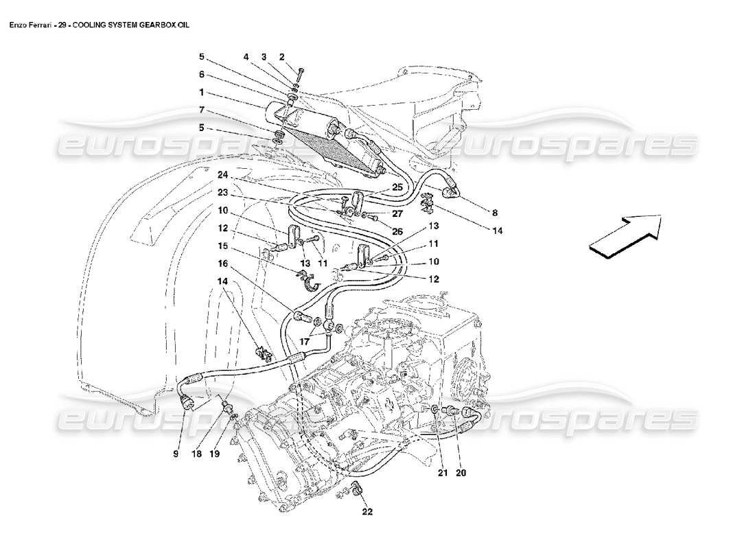 ferrari enzo aceite de la caja de cambios del sistema de refrigeración diagrama de piezas