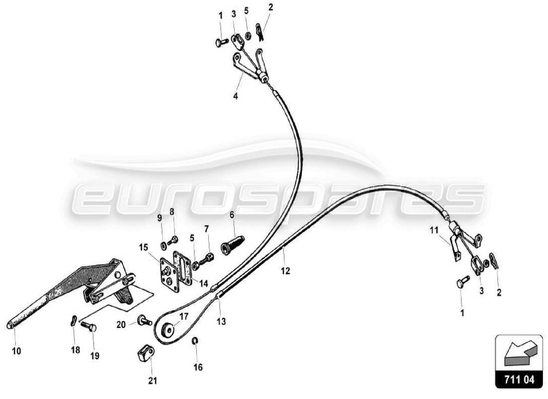 lamborghini miura p400 diagrama de piezas del freno de mano
