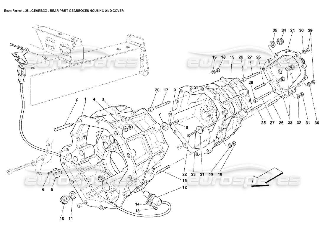 FERRARI ENZO PARTE TRASERA DE LA CAJA DE CAMBIOS CARCASA Y TAPA DE LA CAJA DE CAMBIOS DIAGRAMA DE PIEZAS ferrari enzo parte trasera de la caja de cambios carcasa y tapa de la caja de cambios diagrama de piezas