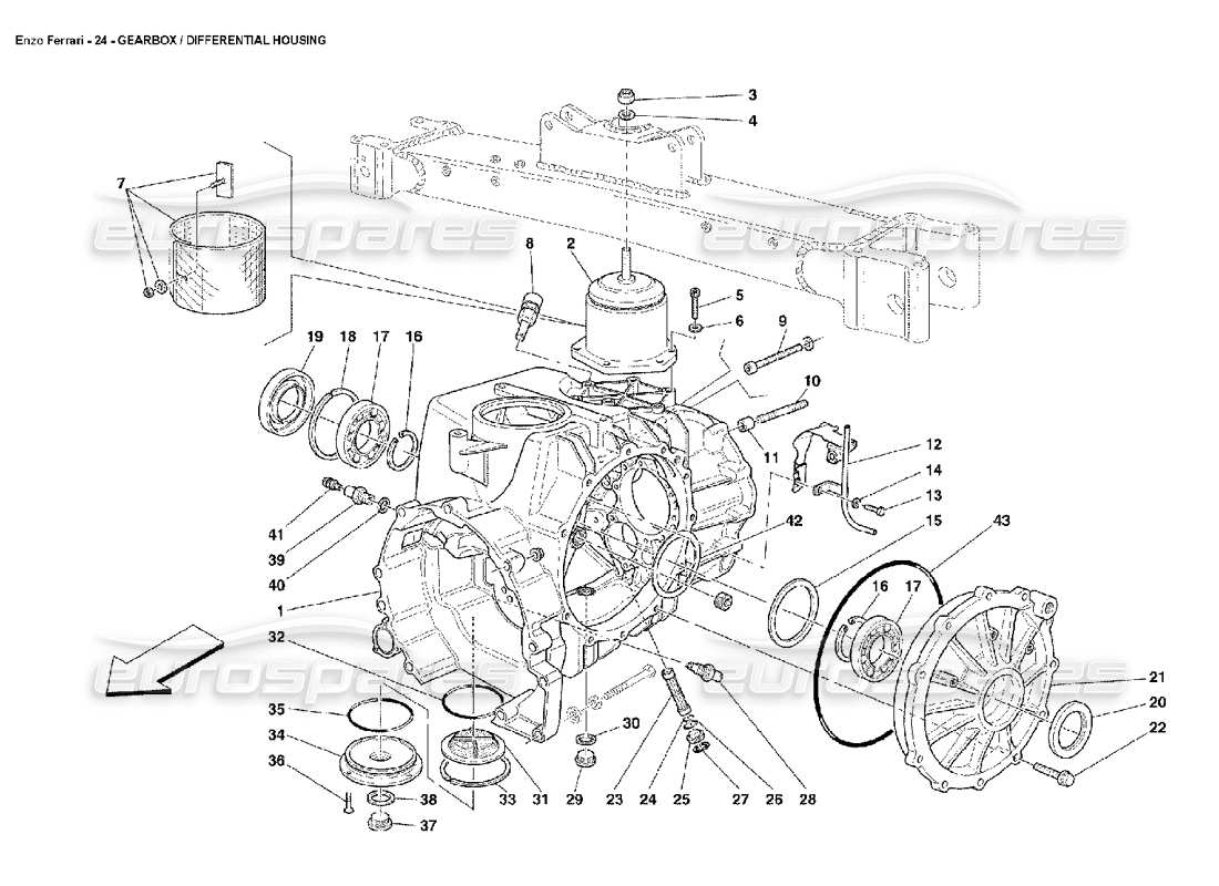 ferrari enzo caja de cambios - caja del diferencial diagrama de piezas