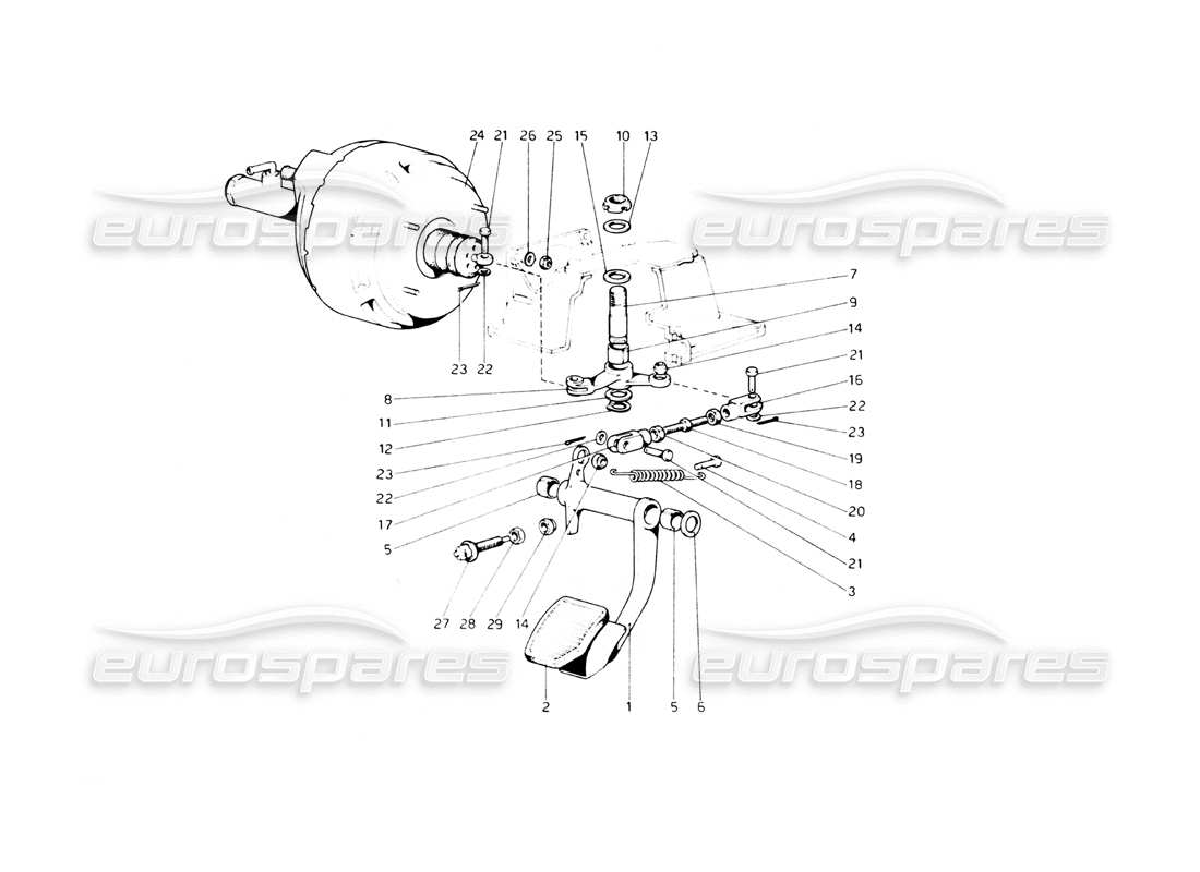 ferrari 512 bb sistema hidráulico de frenos (variantes para la versión rh d.) ​​diagrama de piezas