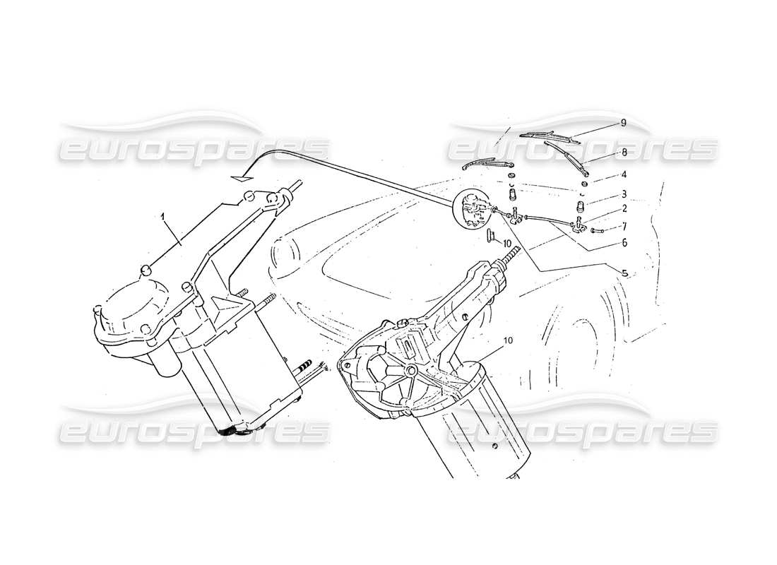 ferrari 330 gtc / 365 gtc (coachwork) limpiaparabrisas diagrama de piezas