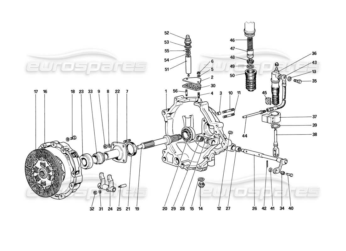 ferrari mondial 3.2 qv (1987) embrague y controles diagrama de piezas