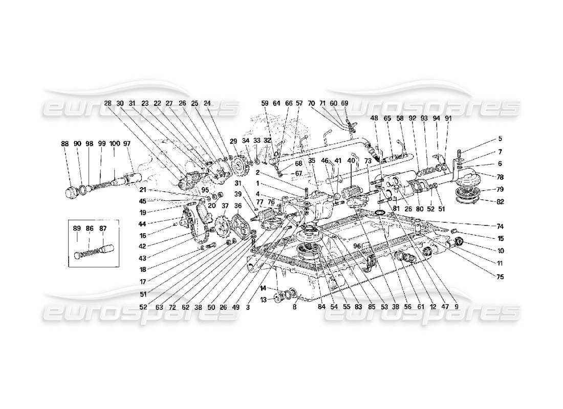 ferrari f40 lubricación - bombas diagrama de piezas