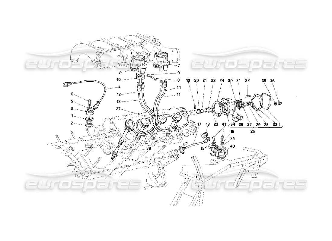 ferrari f40 diagrama de piezas de encendido del motor