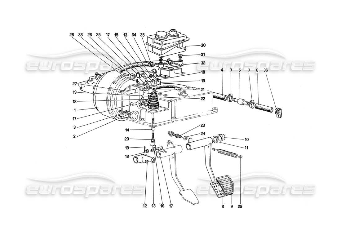 ferrari 288 gto sistema hidráulico de frenos diagrama de piezas