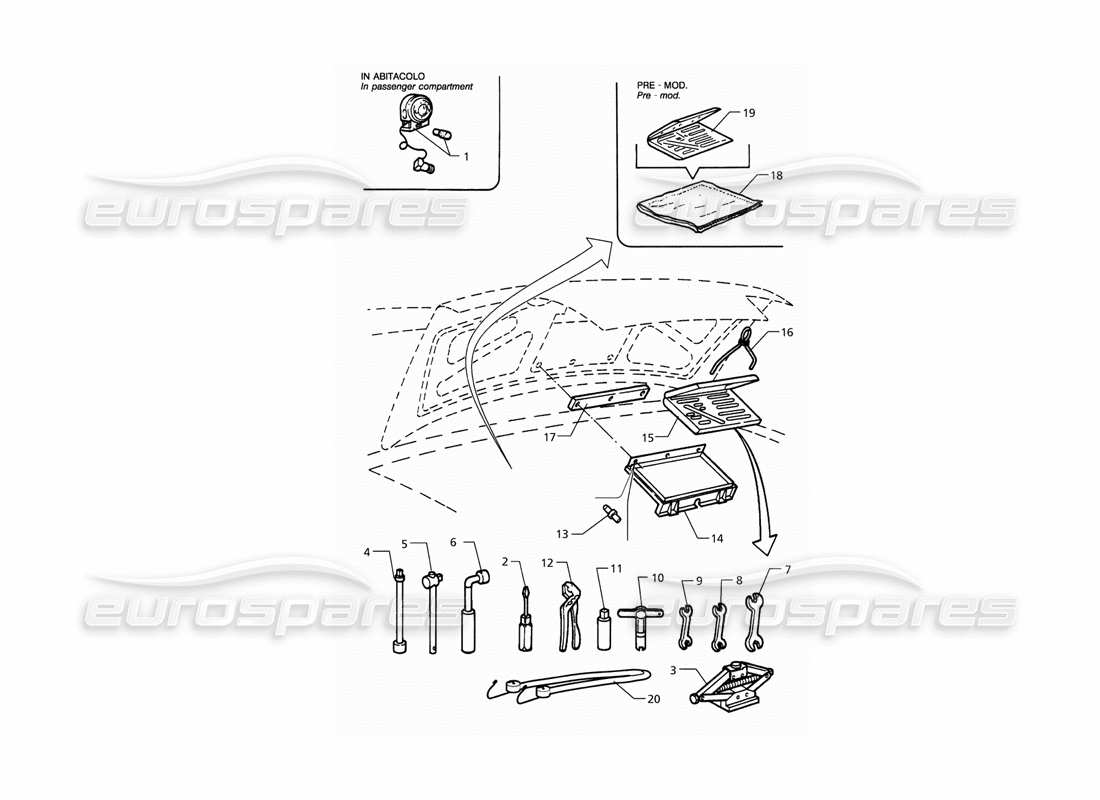 maserati qtp. 3.2 v8 (1999) diagrama de piezas de herramientas