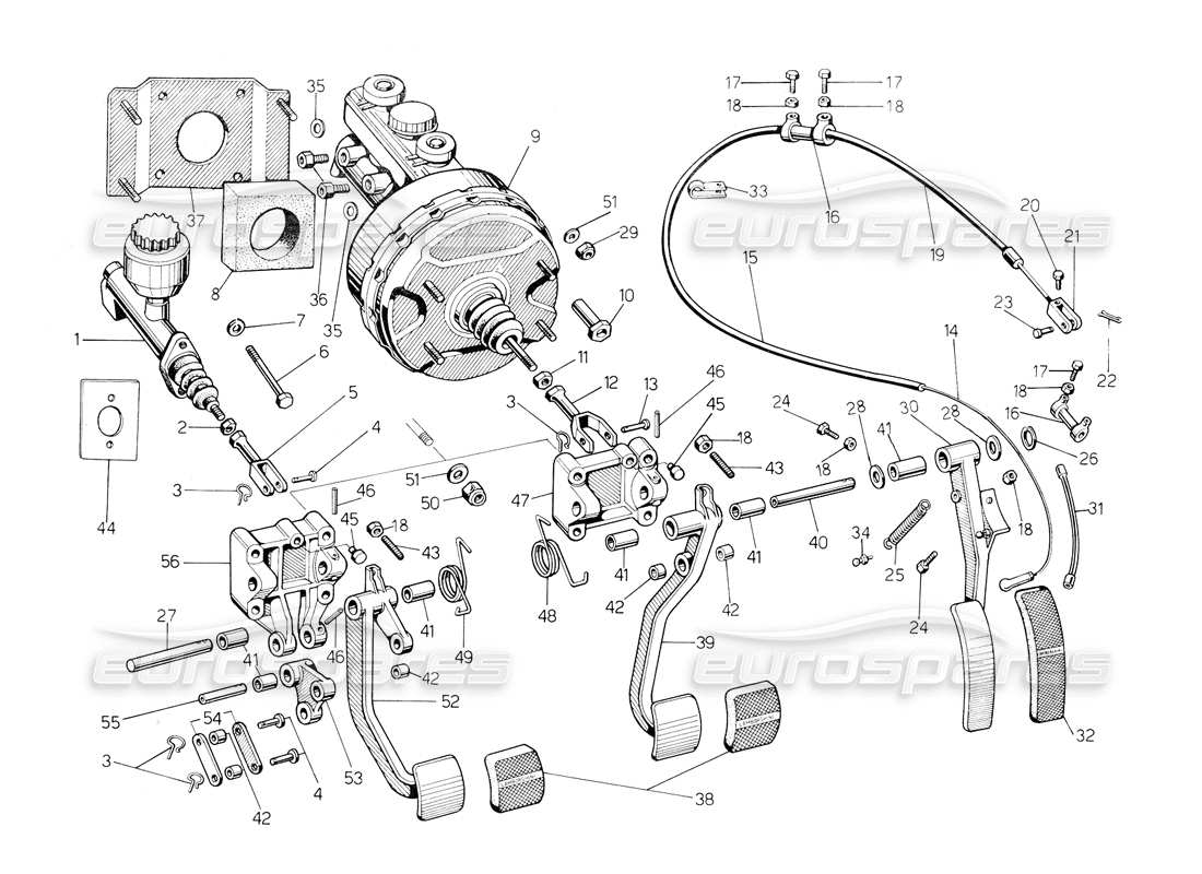 lamborghini countach 5000 qvi (1989) diagrama de piezas de pedales