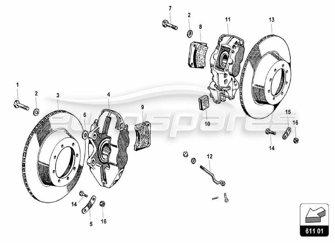 lamborghini miura p400 brake system diagrama de piezas