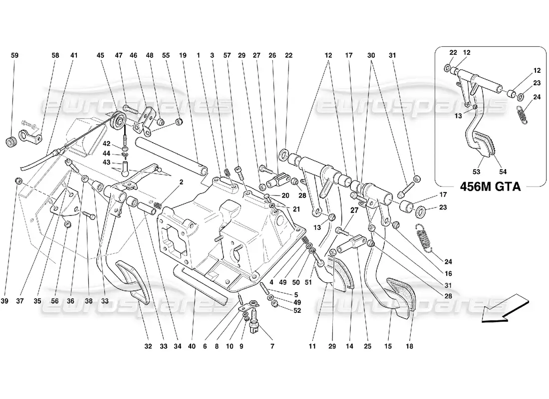 ferrari 456 m gt/m gta control de pedales y acelerador: no para gd diagrama de piezas