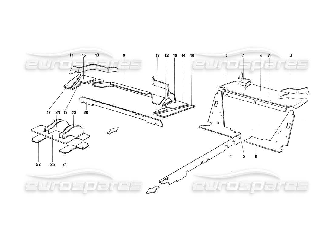 ferrari 288 gto diagrama de piezas de aislamientos