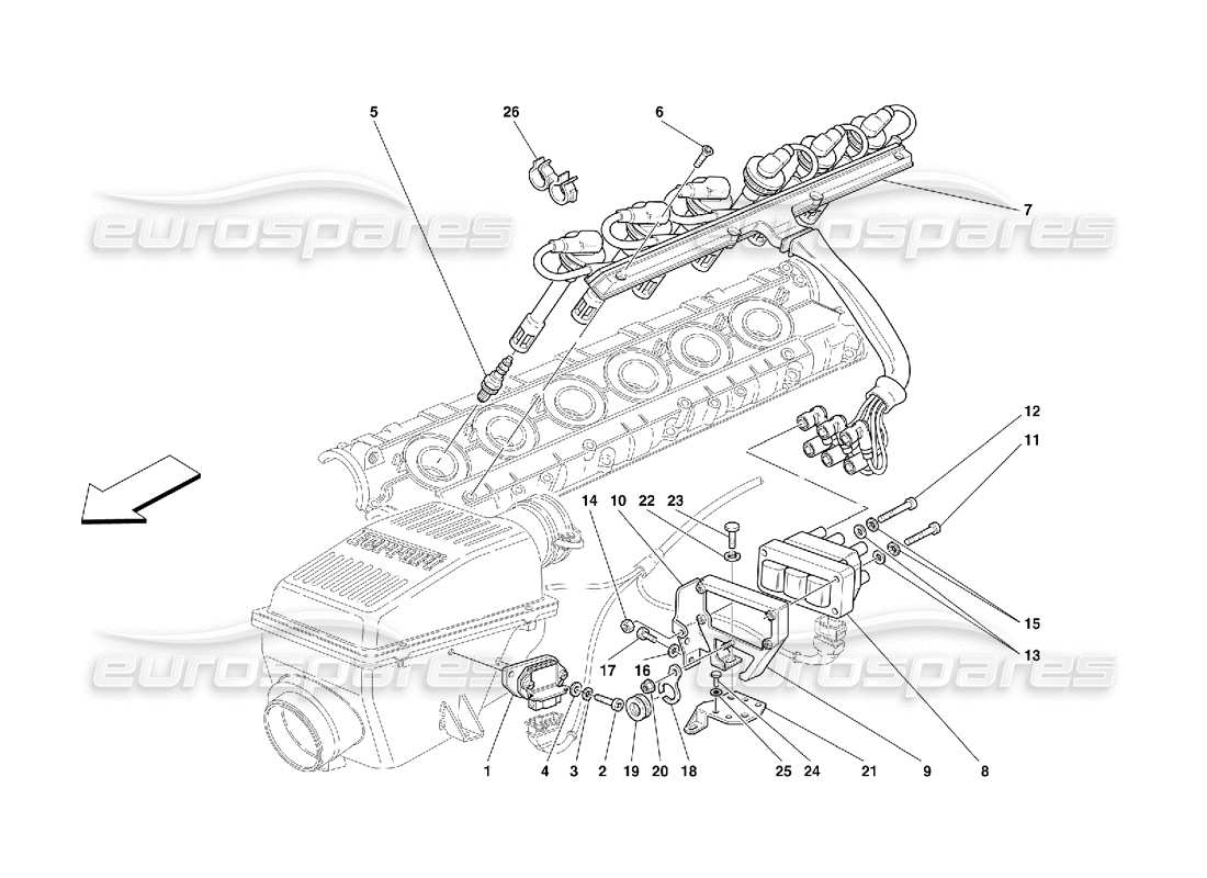 ferrari 456 gt/gta diagrama de piezas del dispositivo de encendido