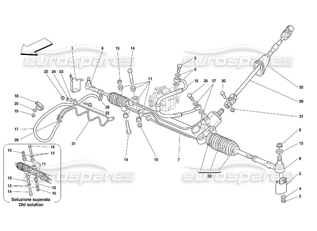 ferrari 456 gt/gta caja de dirección hidráulica y serpentina - no para diagrama de pieza gd