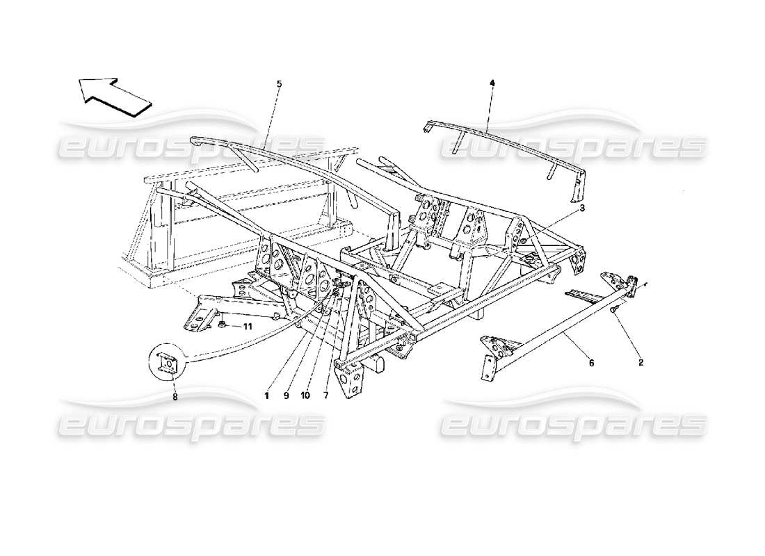 ferrari 512 tr diagrama de piezas del marco trasero