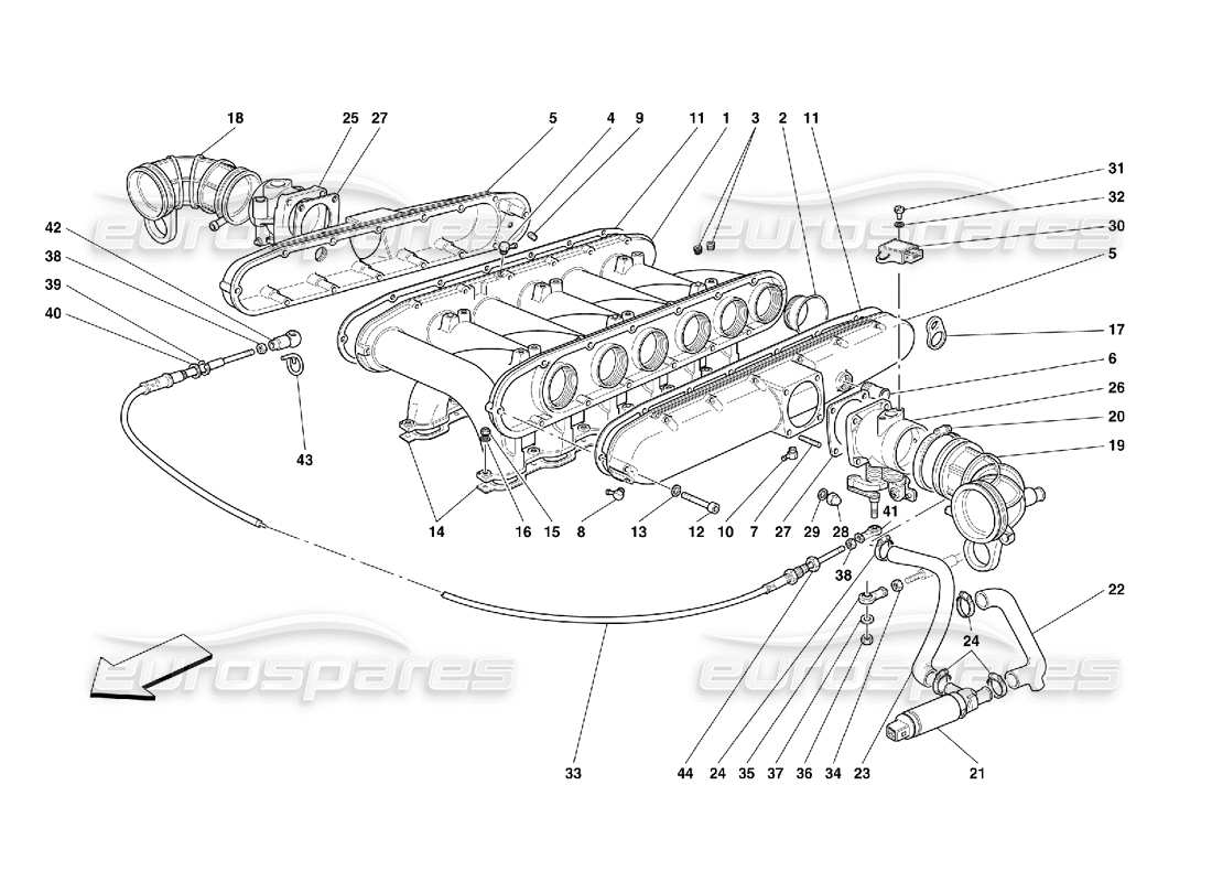 ferrari 456 gt/gta colectores de admisión de aire diagrama de piezas