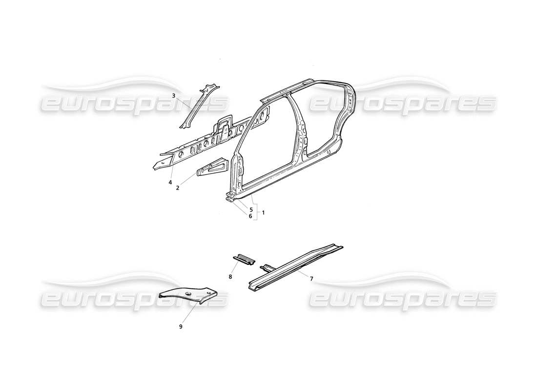 maserati qtp v8 evoluzione carrocería: paneles laterales diagrama de piezas