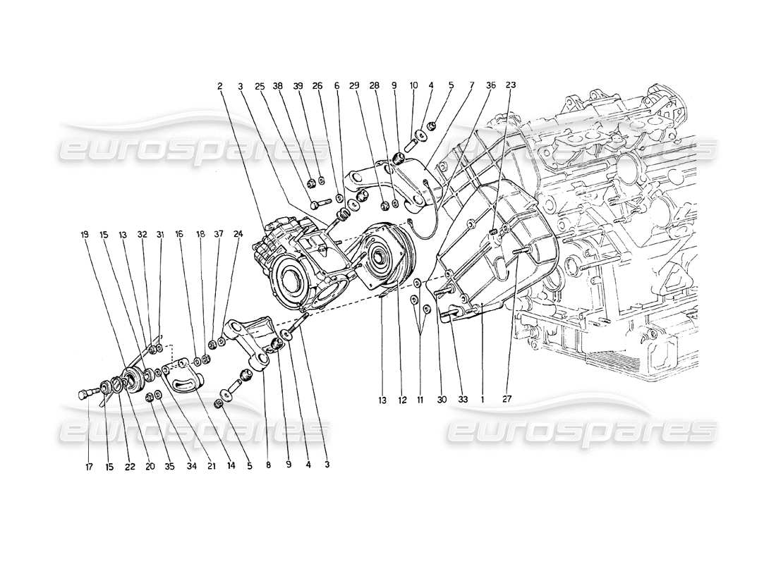 ferrari 208 gt4 dino (1975) diagrama de piezas del compresor y controles del aire acondicionado