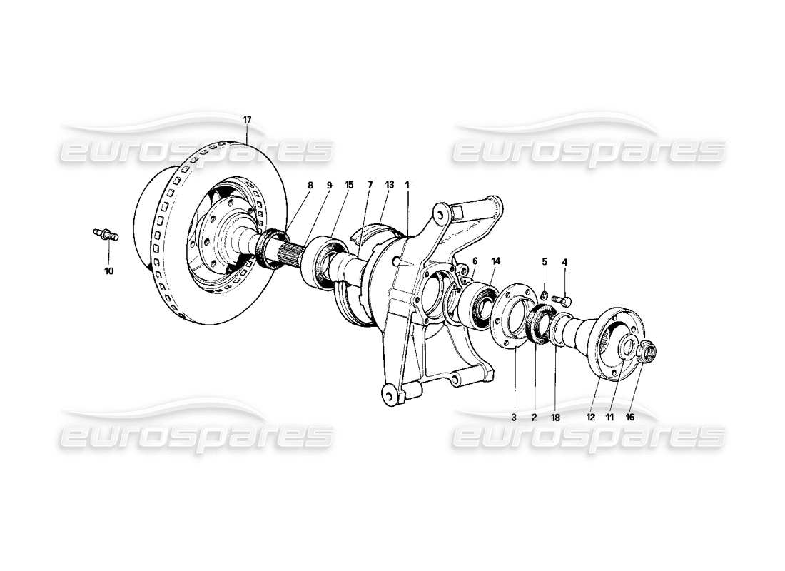 ferrari 400i (1983 mechanical) suspensión trasera - disco de freno diagrama de piezas