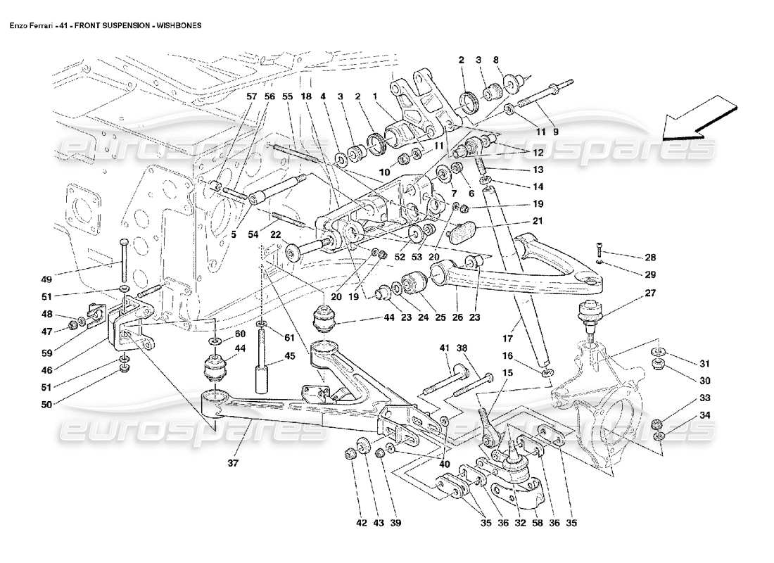 ferrari enzo horquillas de suspensión delantera diagrama de piezas