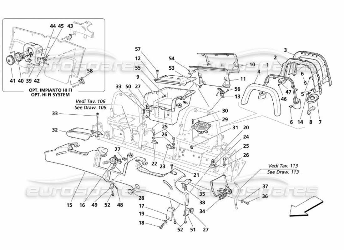 maserati 4200 spyder (2005) accesorios para tapicería del habitáculo diagrama de piezas