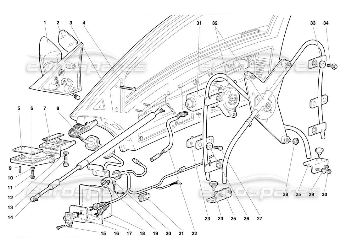 lamborghini diablo vt (1994) puertas diagrama de piezas